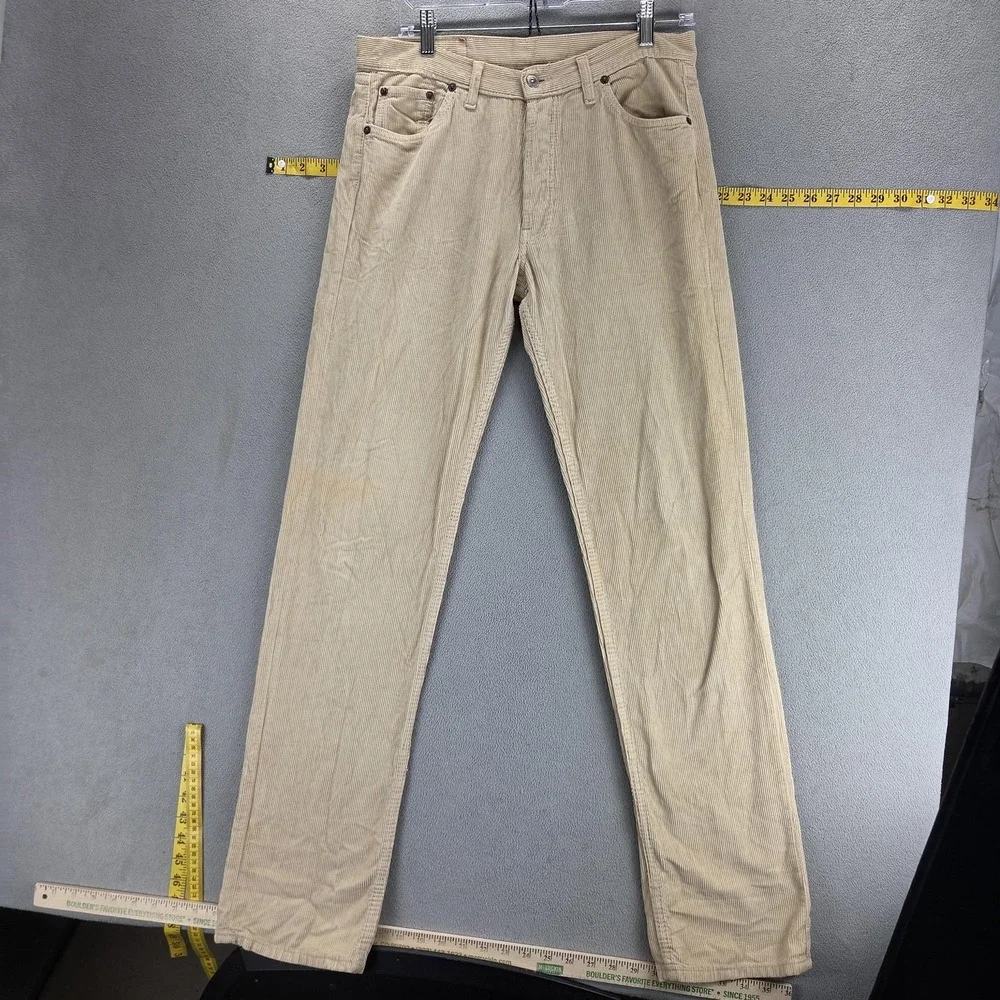 Vintage Levis 501 Jeans Mens Beige Corduroy Straight Button Fly USA Fits 30x34